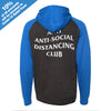 Anti Anti-Social Distancing Club Raglan Charcoal/Royal Hooded Pullover