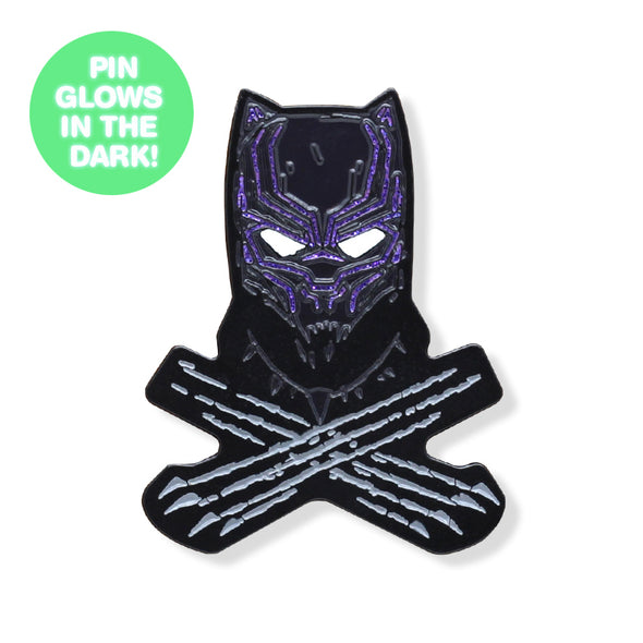 Black Cat & Crossbones GLOW-IN-THE-DARK Enamel Pin